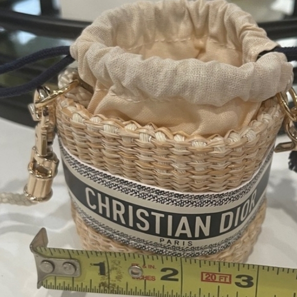 🔥LAST Day💙 Christian DIOR Authentic Straw Pouch Rattan MINI Rare - Picture 15 of 16